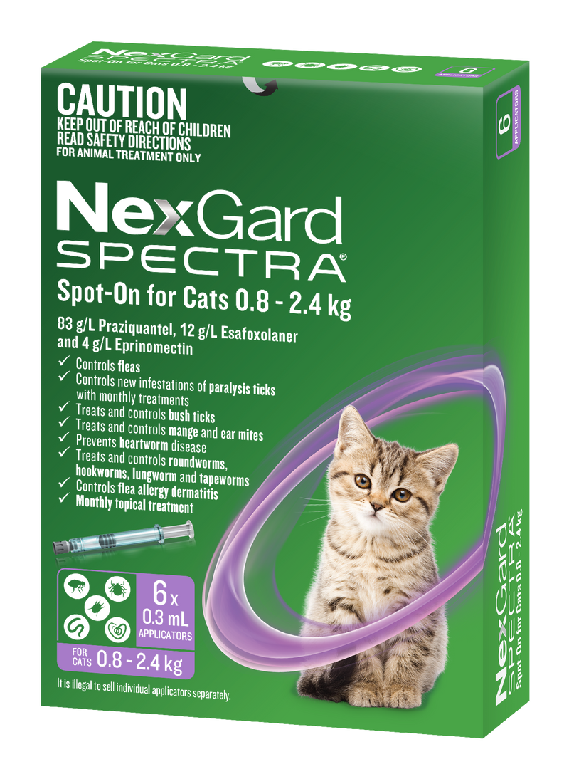 NEXGARD SPECTRA CAT 0.8KG - 2.4KG 6PK