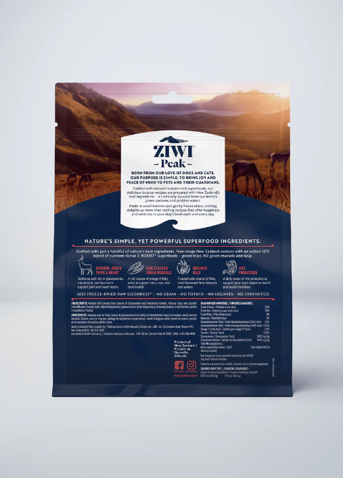 ZIWI PEAK DOG FREEZE DRIED VENISON SUPERBOOST 144GM