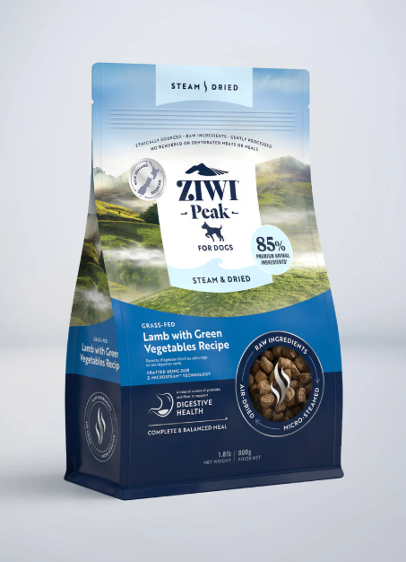 ZIWI PEAK STEAM AND DRIED DOG FOOD 800G LAMB AND GREEN VEGETABLES