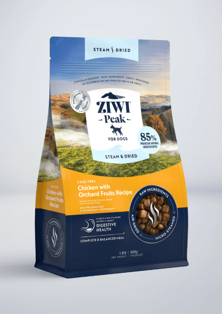 ZIWI PEAK STEAM AND DRIED DOG FOOD 800G CHICKEN AND ORCHARD FRUITS