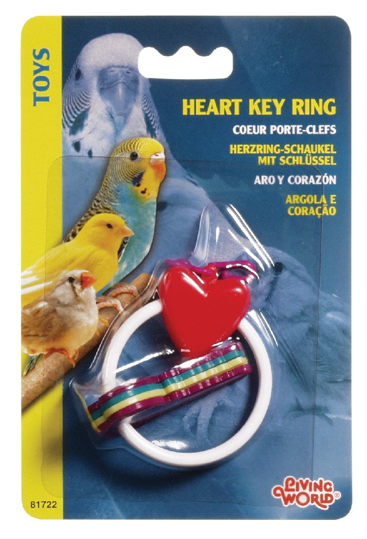 LIVING WORLD HEART KEYRING BIRD TOY