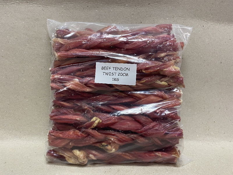 BEEF TENDON TWIST 20 CM 1KG PACK