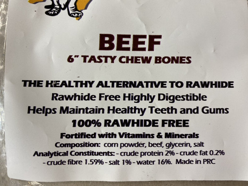 TASTY CHEW BONE BEEF 6" (NO RAWHIDE)