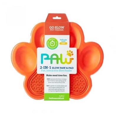 PAW 2-IN-1 SLOW FEEDER PAW AND PAD ORANGE