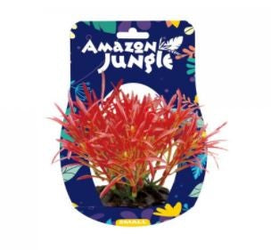 AMAZON JUNGLE CRIMSON FAN GRASS PLASTIC PLANT 10-12CM