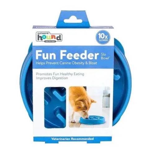 FUN FEEDER NOTCH SLOW BOWL BLUE MEDIUM