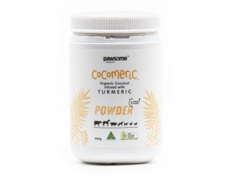 PAWSOME COCOMERIC POWDER ORGANIC COCONUT INFUSED WITH TUMERIC 500G