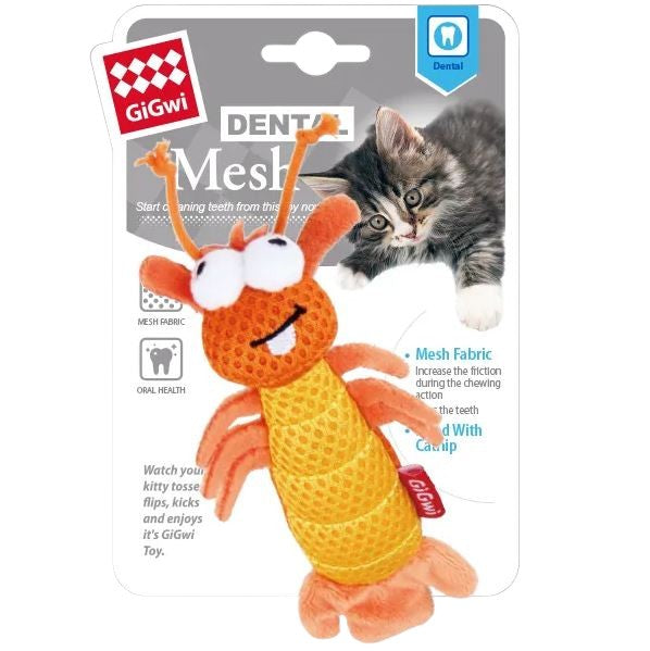 GIGWI DENTAL MESH SHRIMP WITH CATNIP