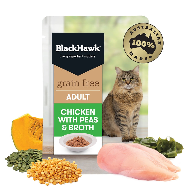 BLACK HAWK CAT WET FOOD GRAIN FREE CHICKEN WITH PEAS 85G