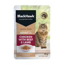 BLACK HAWK CAT WET FOOD GRAIN FREE CHICKEN WITH BEEF & LAMB 85G