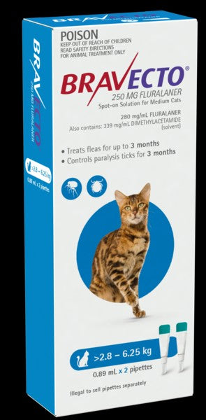 BRAVECTO SPOT ON CAT 2.8-6.25KG 2 PACK