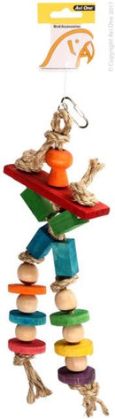AVI ONE PARROT TOY WOODEN CROSS WITH SISAL