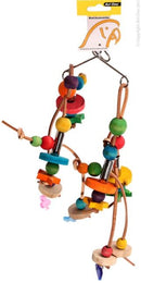 AVI ONE PARROT TOY WOODEN BEADS WITH LEATHER