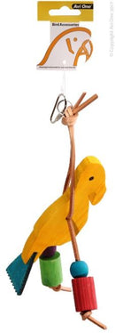 AVI ONE PARROT TOY WOODEN BIRD WITH LEATHER