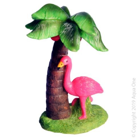 ORNAMENT FLAMINGO WITH PALM TREE