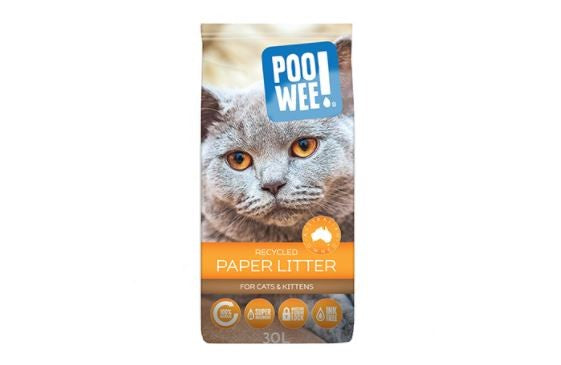 POOWEE RECYCLED PAPER CAT LITTER 30L