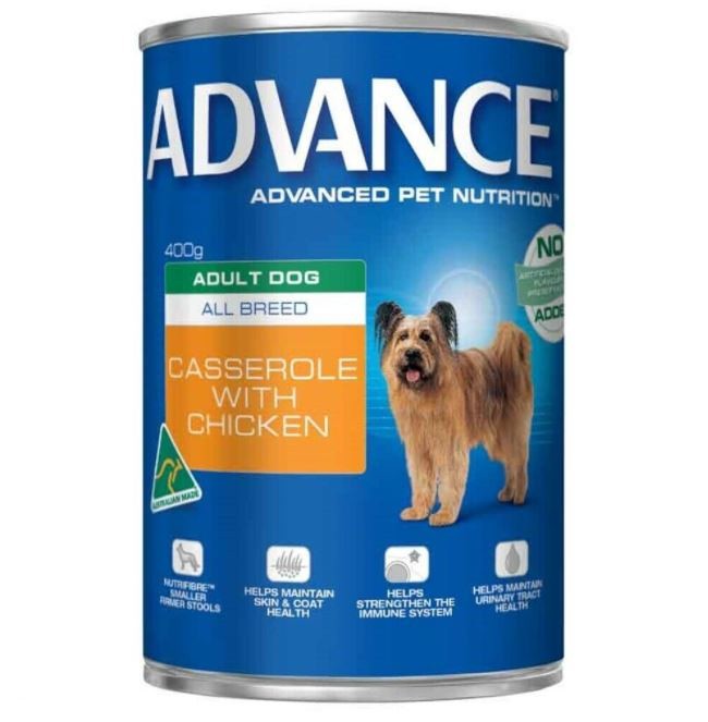 ADVANCE DOG CASSEROLE WITH CHICKEN TIN 400G WET FOOD